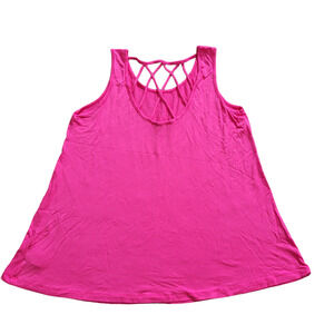 White Birch Fuschia Pink Lattice Back  Sleeveless Tank Top Women Sz S